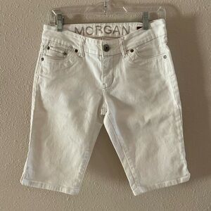 dELiA*s Morgan Denim Bermuda Shorts 5 Pockets Notched Hem White Juniors Size 7/8